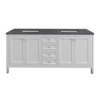 Chicago 72" Double Vanity, Glossy White w/ 3CM Charcoal Soapstone Top James Martin Vanities