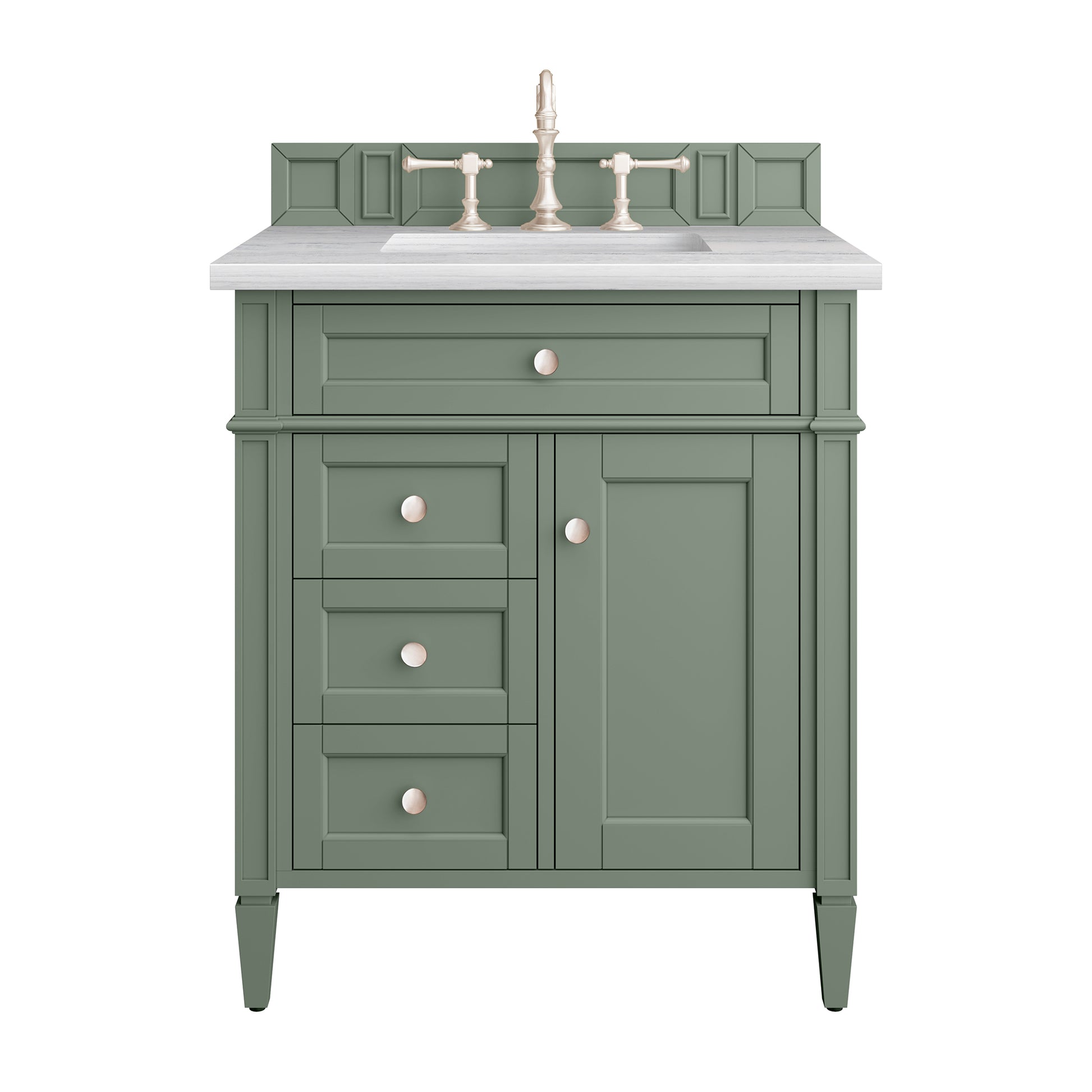 Brittany 30" Single Vanity, Smokey Celadon w/ 3CM Arctic Fall Top James Martin Vanities