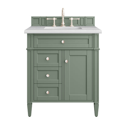 Brittany 30" Single Vanity, Smokey Celadon w/ 3CM Arctic Fall Top James Martin Vanities