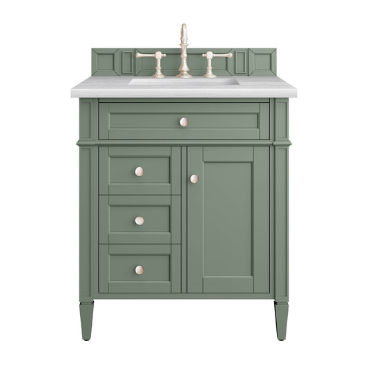 Brittany 30" Single Vanity, Smokey Celadon w/ 3CM Arctic Fall Top James Martin Vanities