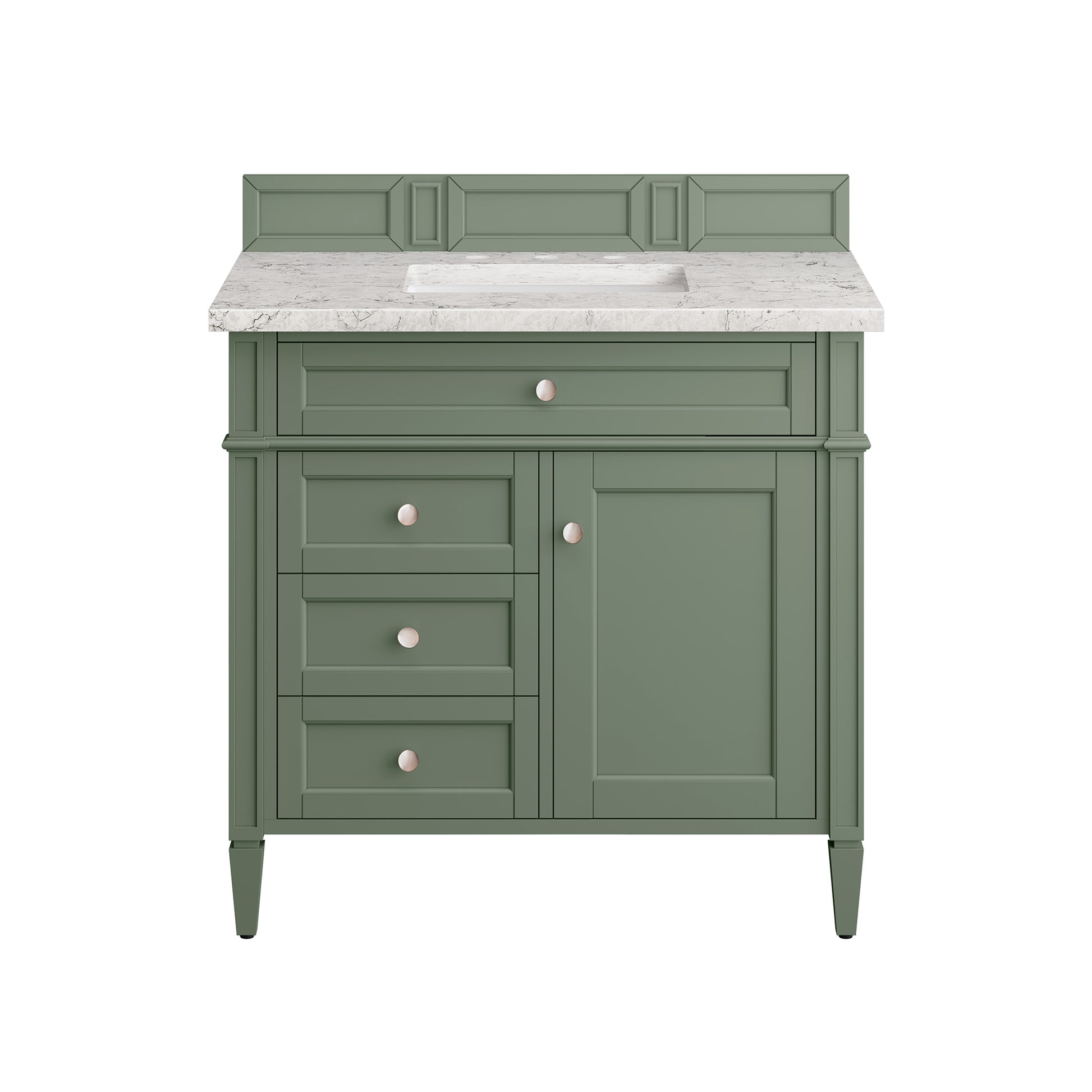 Brittany 36" Single Vanity, Smokey Celadon w/ 3CM Eternal Jasmine Pearl Top James Martin Vanities