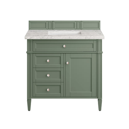 Brittany 36" Single Vanity, Smokey Celadon w/ 3CM Eternal Jasmine Pearl Top James Martin Vanities