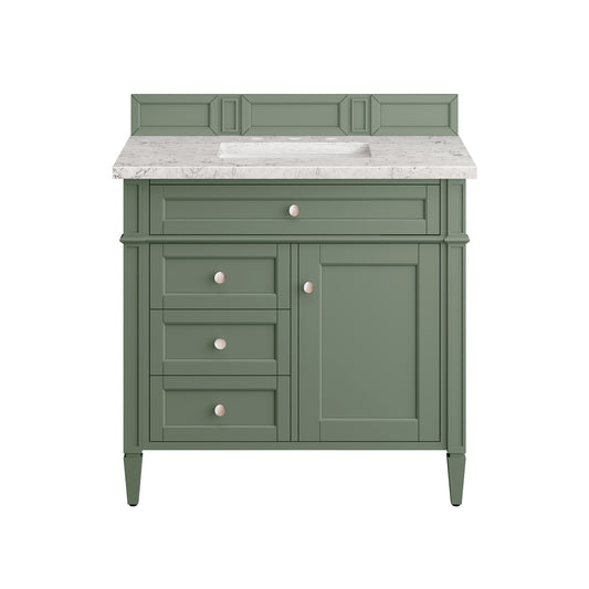 Brittany 36" Single Vanity, Smokey Celadon w/ 3CM Eternal Jasmine Pearl Top James Martin Vanities