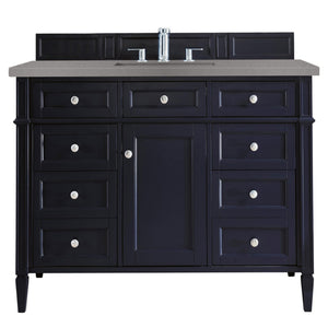 Brittany 48" Victory Blue Single Vanity w/ 3 CM Grey Expo Quartz Top James Martin Vanities