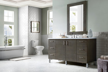 Metropolitan 60" Silver Oak Single Vanity w/ 3 CM Arctic Fall Solid Surface Top James Martin Vanities
