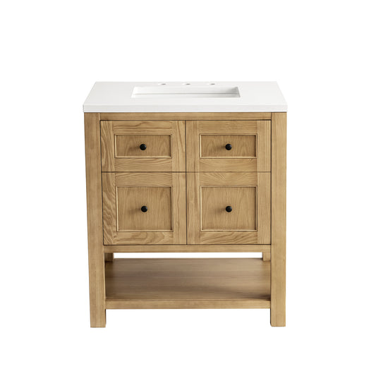 Breckenridge 30" Single Vanity, Light Natural Oak w/ 3CM White Zeus Top James Martin Vanities