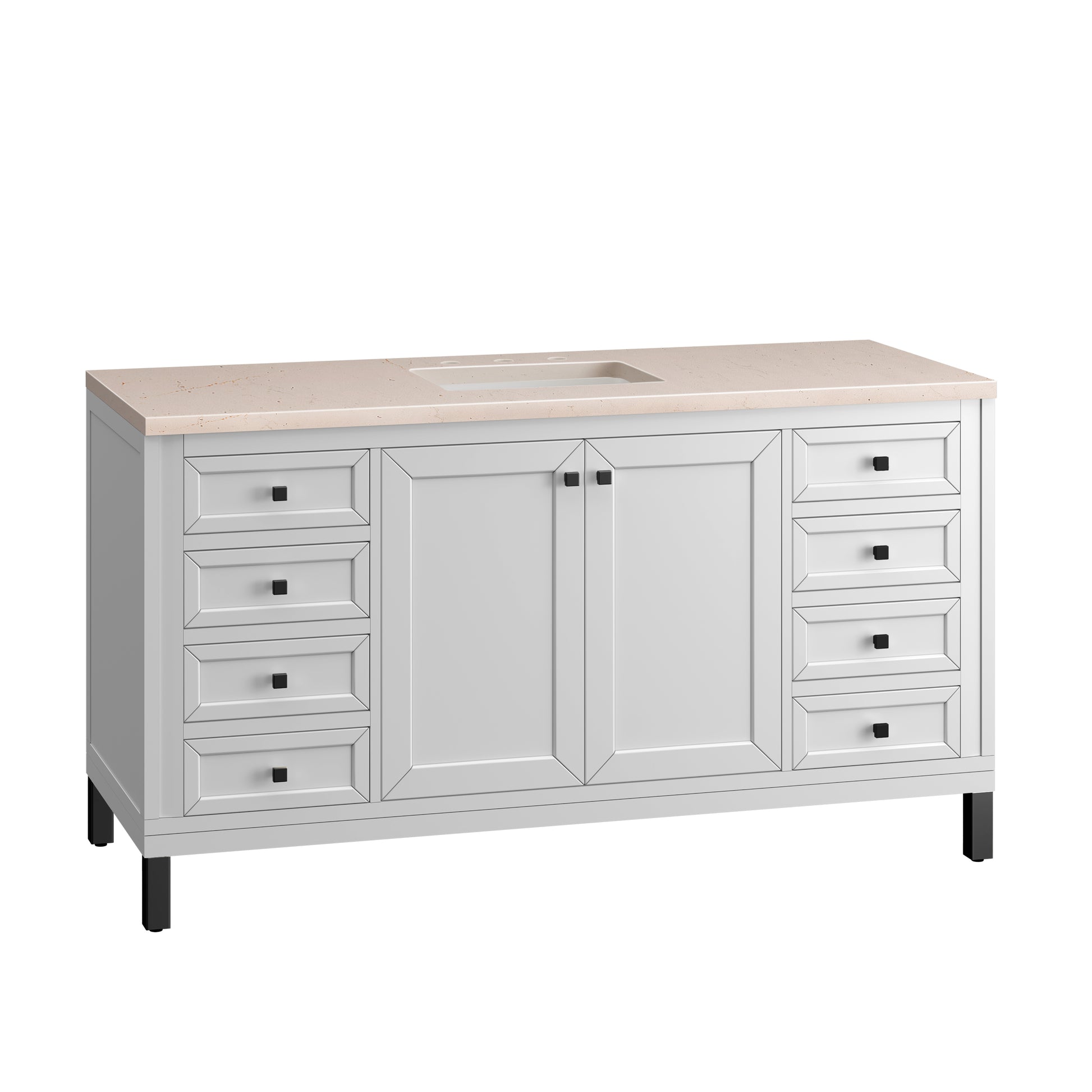 Bathroom Vanities Outlet Atlanta Renovate for LessChicago 60" Single Vanity, Glossy White w/ 3CM Eternal Marfil Top