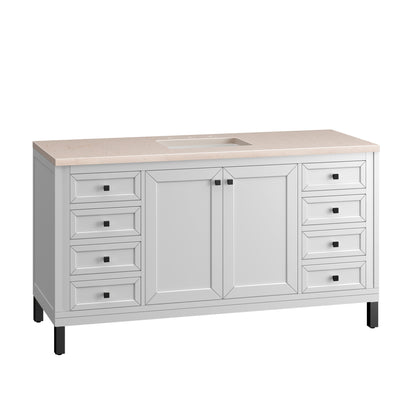Bathroom Vanities Outlet Atlanta Renovate for LessChicago 60" Single Vanity, Glossy White w/ 3CM Eternal Marfil Top
