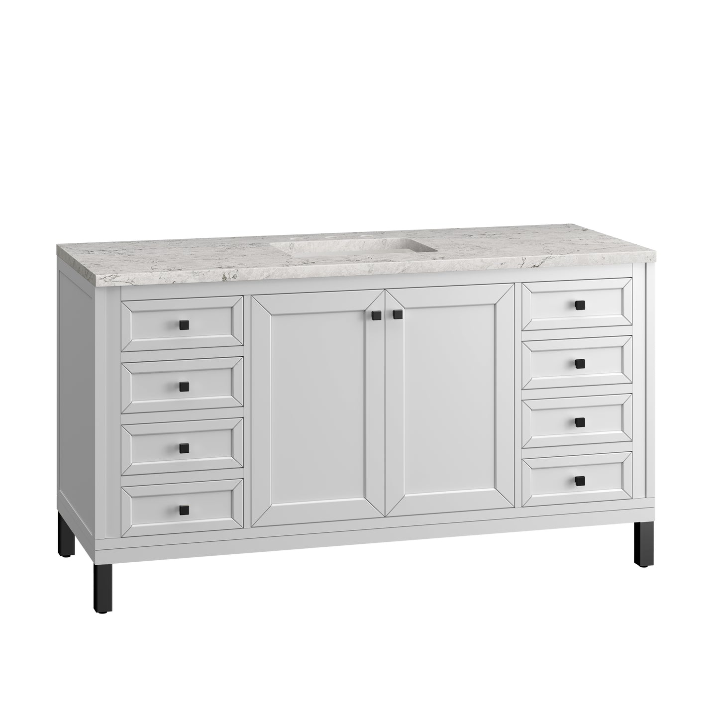 Bathroom Vanities Outlet Atlanta Renovate for LessChicago 60" Single Vanity, Glossy White w/ 3CM Eternal Jasmine Pearl Top