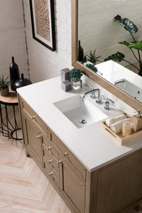 Chicago 48" Single Vanity, Whitewashed Walnut w/ 3 CM White Zeus Quartz Top James Martin Vanities