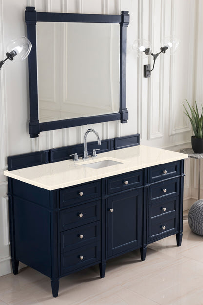 Brittany 60" Victory Blue Single Vanity w/ 3 CM Eternal Marfil Quartz Top James Martin Vanities