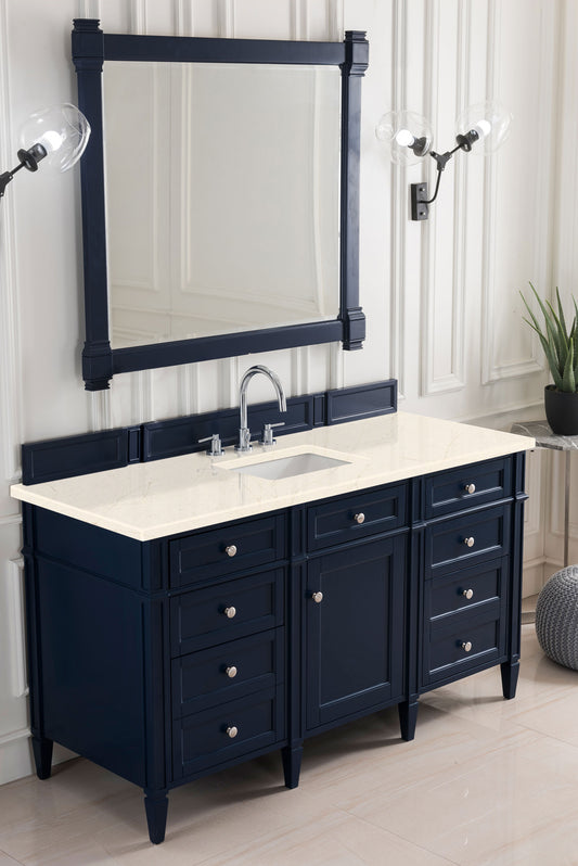 Brittany 60" Victory Blue Single Vanity w/ 3 CM Eternal Marfil Quartz Top James Martin Vanities