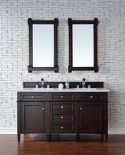 Load image into Gallery viewer, Brittany 60&quot; Burnished Mahogany Double Vanity w/ 3 CM White Zeus Quartz Top James Martin Vanities