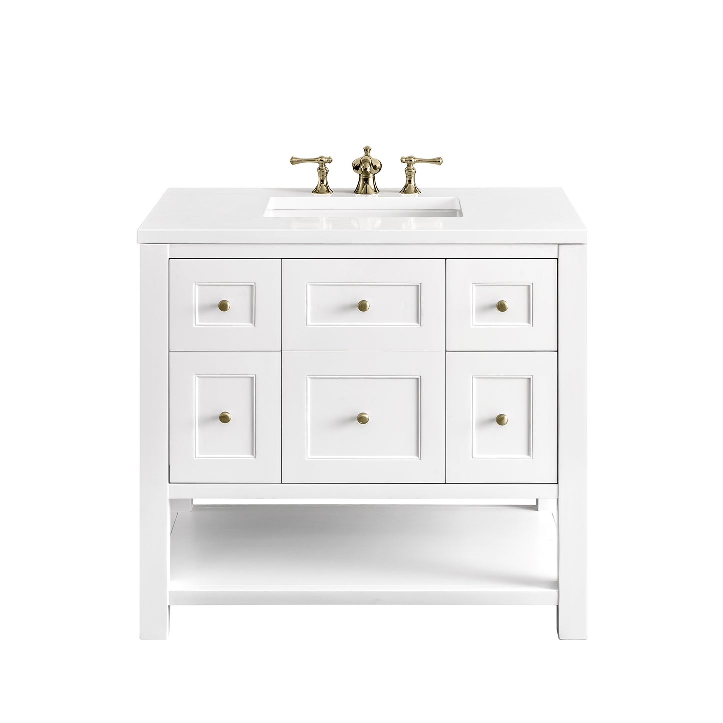 Breckenridge 36" Single Vanity, Bright White w/ 3CM White Zeus Top James Martin Vanities