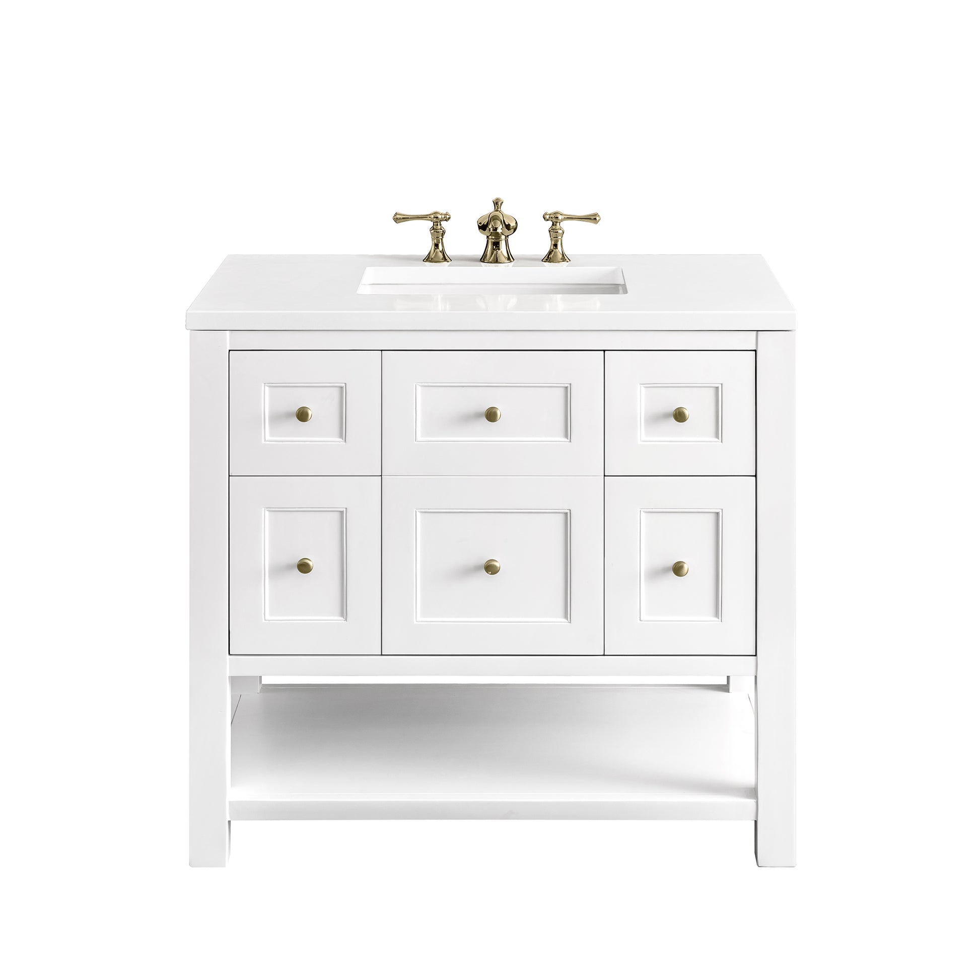 Breckenridge 36" Single Vanity, Bright White w/ 3CM White Zeus Top James Martin Vanities