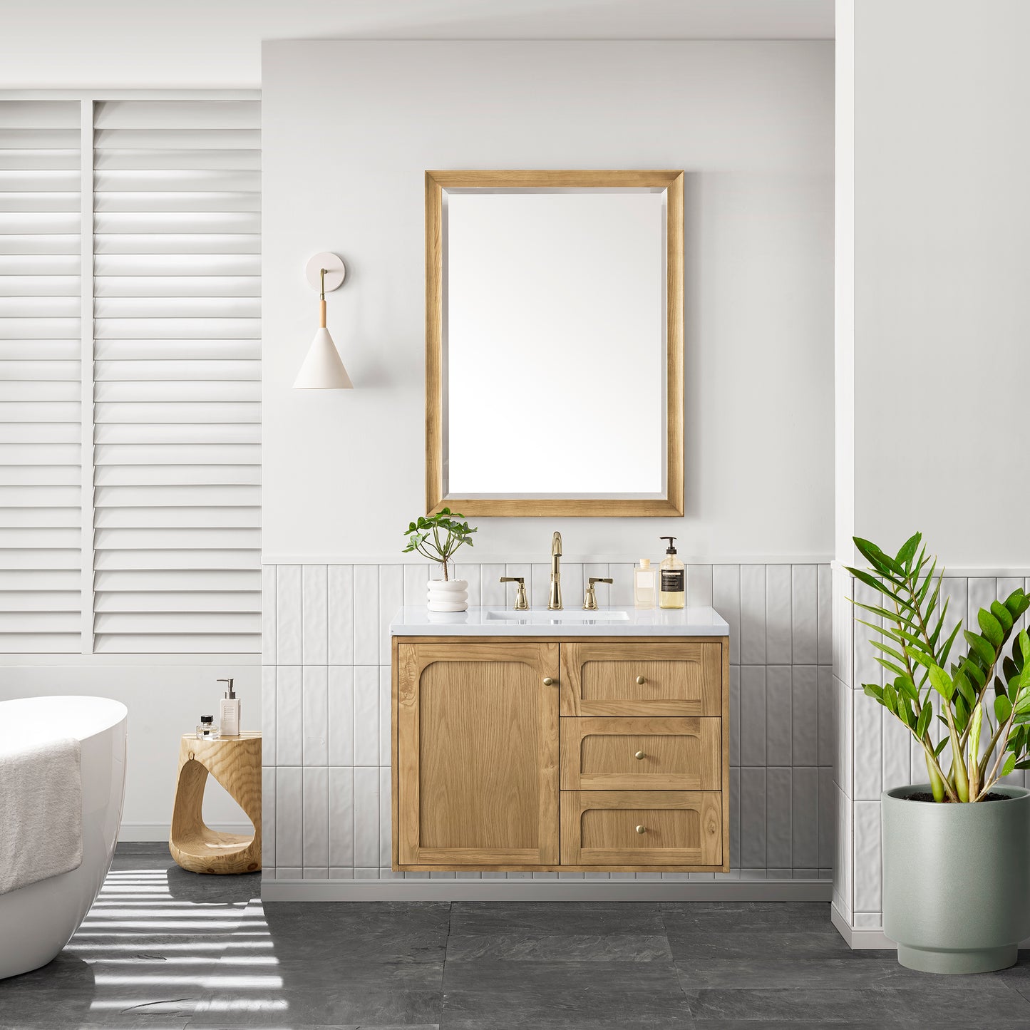 Bathroom Vanities Outlet Atlanta Renovate for LessLaurent 36" Single Vanity, Light Natural Oak w/ 3CM Arctic Fall Top