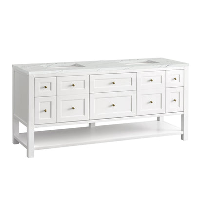 Breckenridge 72" Double Vanity, Bright White w/ 3CM Ethereal Noctis Top James Martin Vanities