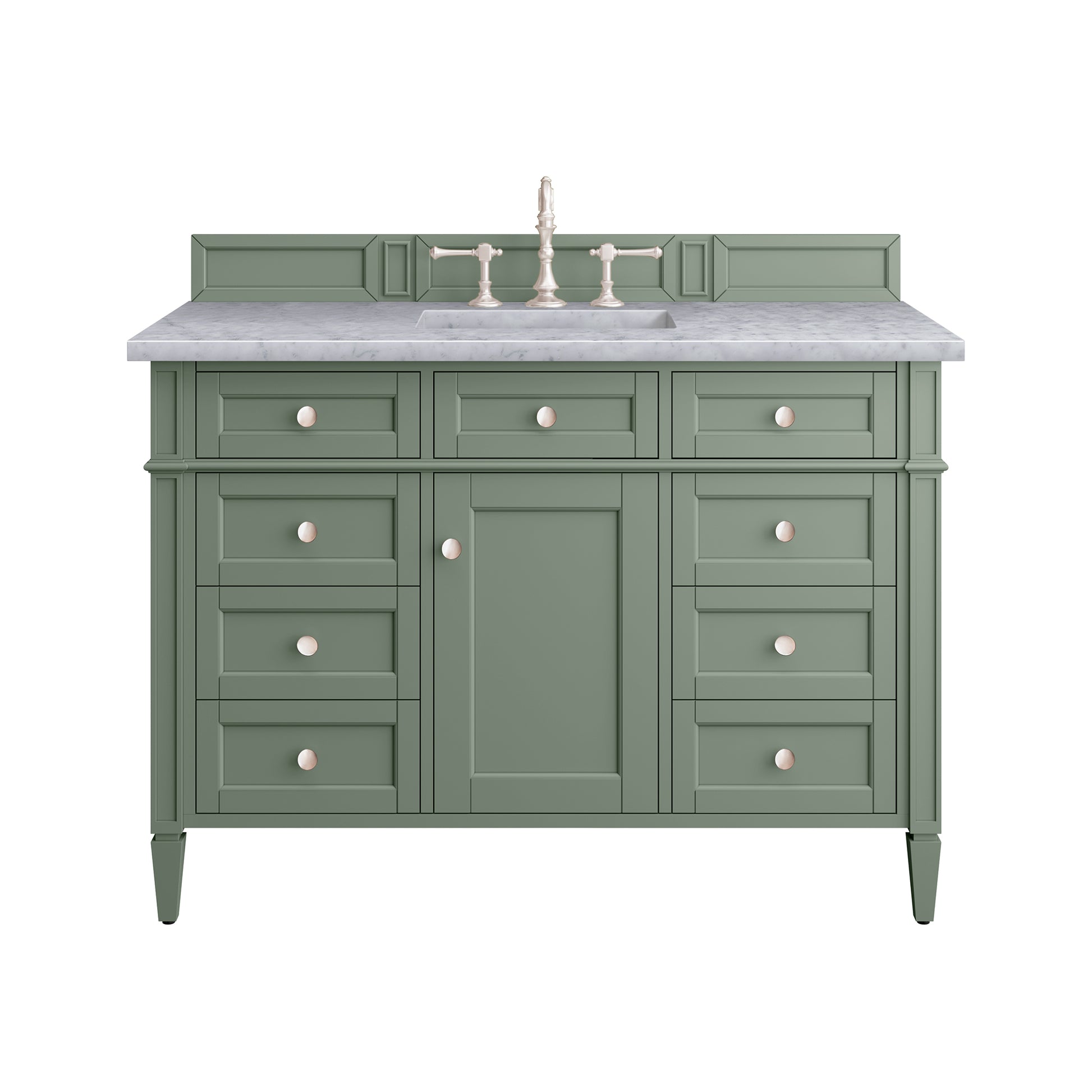 Brittany 48" Single Vanity, Smokey Celadon w/ 3CM Carrara Marble Top James Martin Vanities