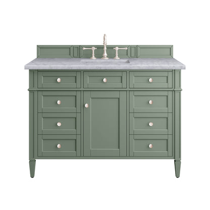 Brittany 48" Single Vanity, Smokey Celadon w/ 3CM Carrara Marble Top James Martin Vanities