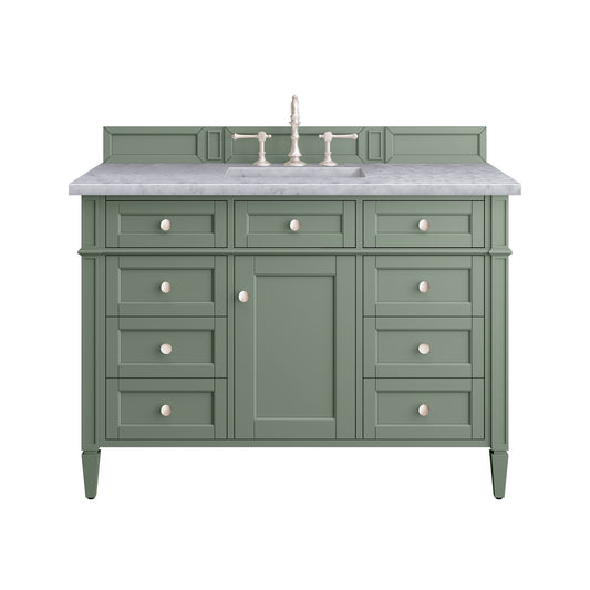 Brittany 48" Single Vanity, Smokey Celadon w/ 3CM Carrara Marble Top James Martin Vanities