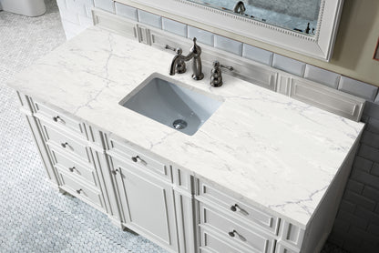 Bristol 60" Single Vanity, Bright White, w/ 3 CM Eternal Jasmine Pearl Quartz Top James Martin Vanities