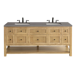 Breckenridge 72" Double Vanity, Light Natural Oak w/ 3CM Grey Expo Top James Martin Vanities