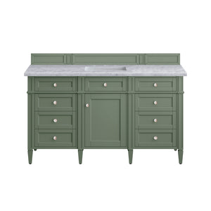 Brittany 60" Single Vanity, Smokey Celadon w/ 3CM Carrara Marble Top James Martin Vanities