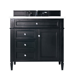 Brittany 36" Black Onyx Single Vanity w/ 3 CM White Zeus Quartz Top James Martin Vanities