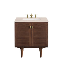 Load image into Gallery viewer, Amberly 30&quot; Single Vanity, Mid-Century Walnut w/ 3CM Eternal Marfil Top James Martin Vanities