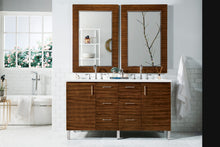 Load image into Gallery viewer, Metropolitan 60&quot; Double Vanity, American Walnut, w/ 3 CM White Zeus Quartz Top James Martin Vanities