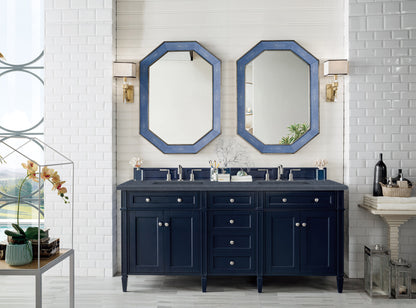 Brittany 72" Victory Blue Double Vanity w/ 3 CM Charcoal Soapstone Quartz Top James Martin Vanities