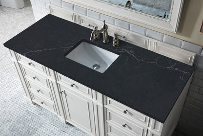 Bristol 60" Single Vanity, Bright White, w/ 3 CM Charcoal Soapstone Quartz Top James Martin Vanities