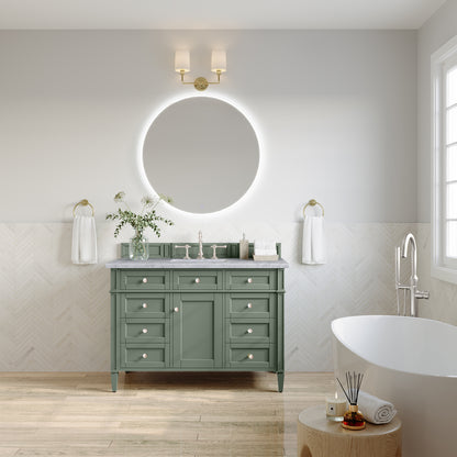 Brittany 48" Single Vanity, Smokey Celadon w/ 3CM Carrara Marble Top James Martin Vanities