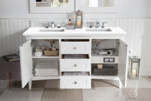Load image into Gallery viewer, Palisades 60&quot; Double Vanity, Bright White, w/ 3 CM White Zeus Quartz Top James Martin Vanities