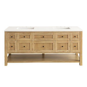 Breckenridge 72" Double Vanity, Light Natural Oak w/ 3CM White Zeus Top James Martin Vanities