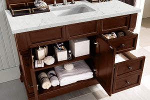 Bathroom Vanities Outlet Atlanta Renovate for LessBrookfield 48" Single Vanity, Warm Cherry w/ 3 CM Eternal Jasmine Pearl Quartz Top