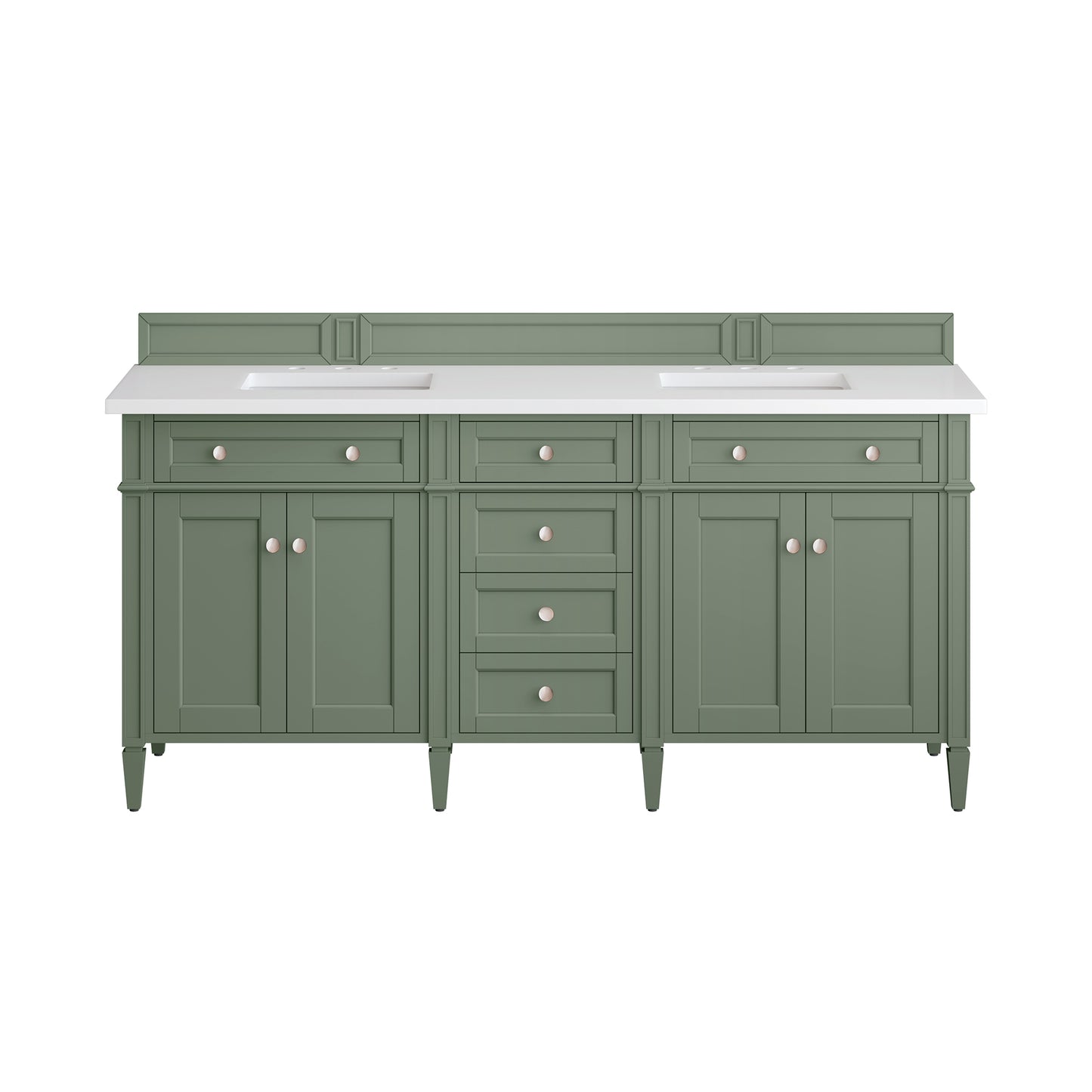 Brittany 72" Double Vanity, Smokey Celadon w/ 3CM White Zeus Top James Martin Vanities