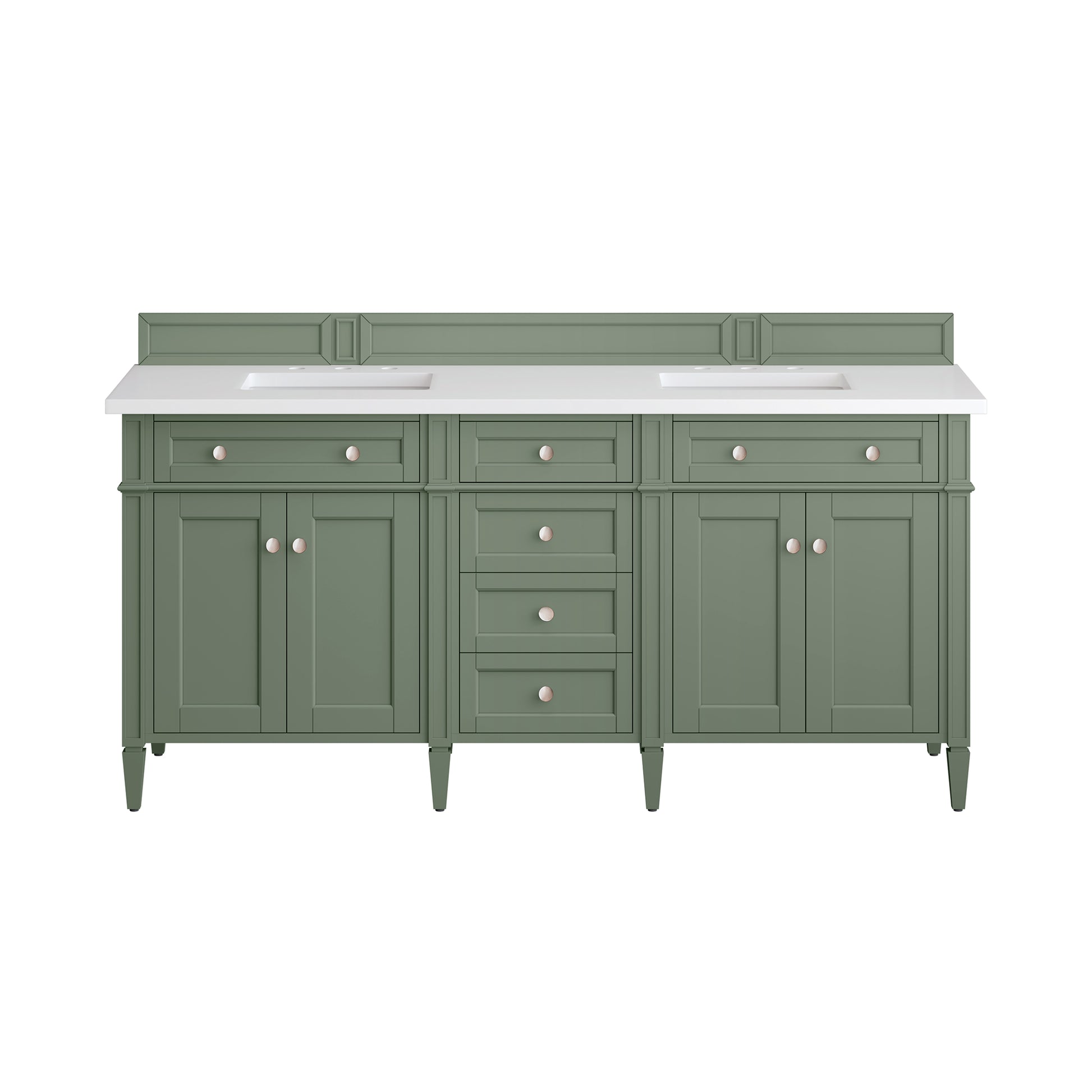 Brittany 72" Double Vanity, Smokey Celadon w/ 3CM White Zeus Top James Martin Vanities