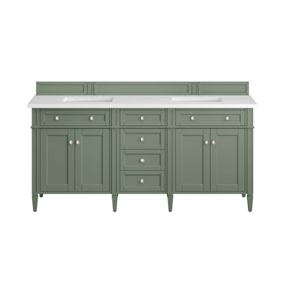 Brittany 72" Double Vanity, Smokey Celadon w/ 3CM White Zeus Top James Martin Vanities