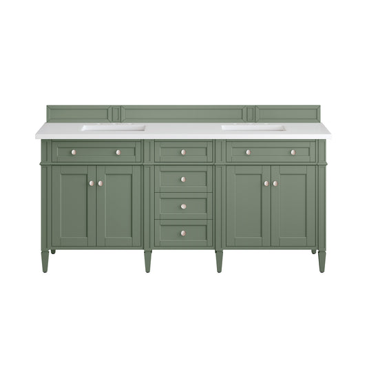Brittany 72" Double Vanity, Smokey Celadon w/ 3CM White Zeus Top James Martin Vanities