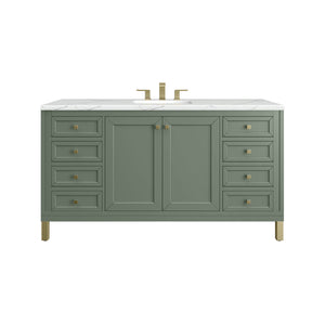 Chicago 60" Single Vanity, Smokey Celadon w/ 3CM Ethereal Noctis Top James Martin Vanities