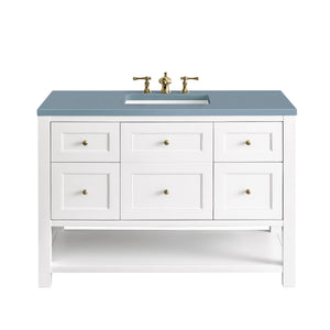 Breckenridge 48" Single Vanity, Bright White w/ 3CM Cala Blue Top James Martin Vanities