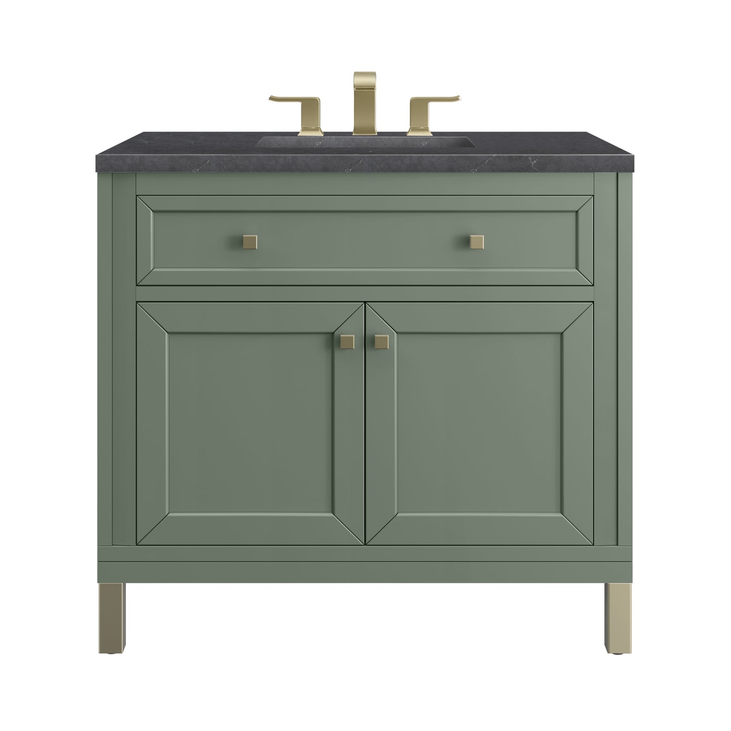 Chicago 36" Single Vanity, Smokey Celadon w/ 3CM Charcoal Soapstone Top James Martin Vanities