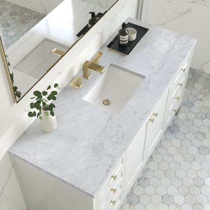 Chicago 60" Single Vanity, Glossy White w/ 3CM Carrara Marble Top James Martin Vanities