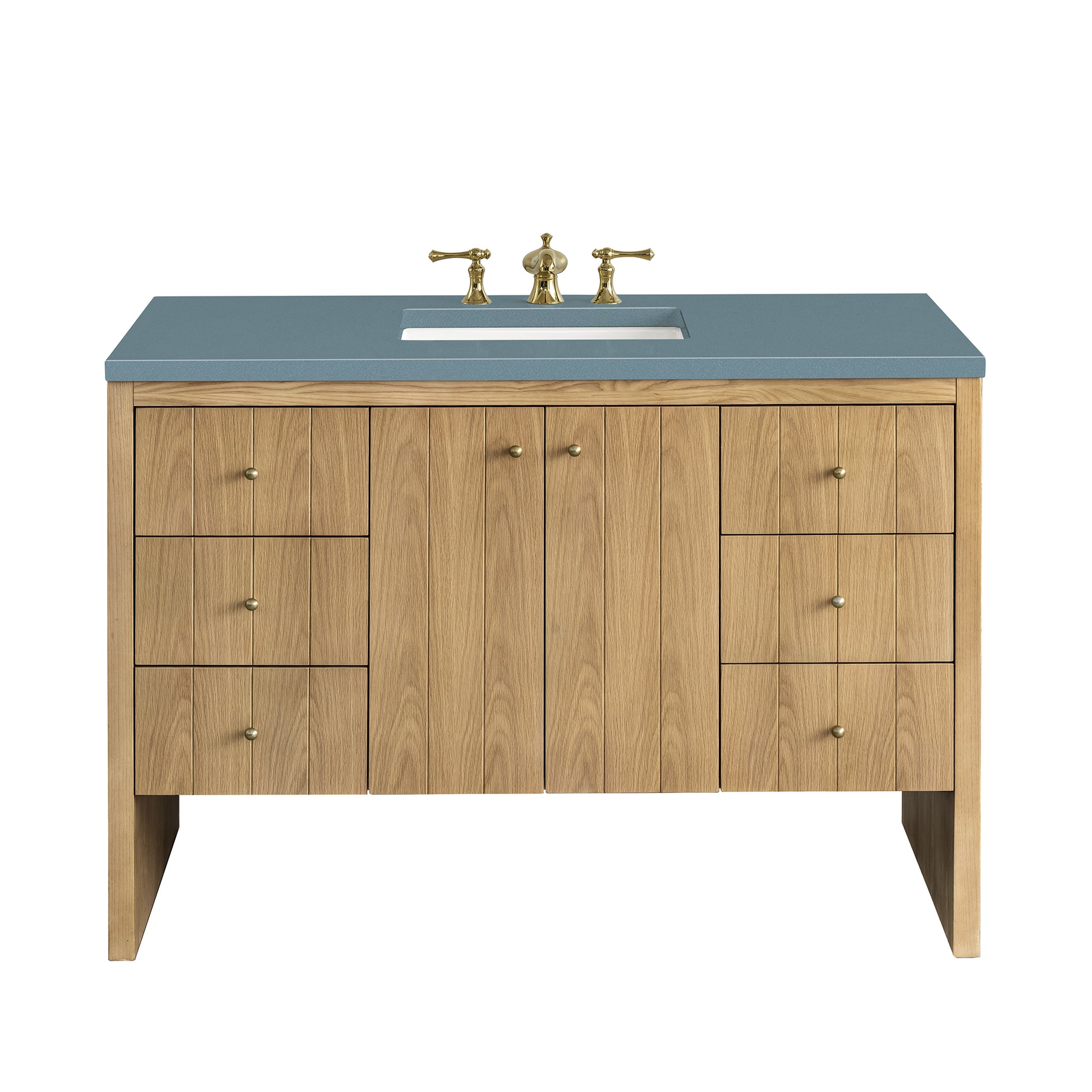 Hudson 48" Single Vanity, Light Natural Oak w/ 3CM Cala Blue Top James Martin Vanities