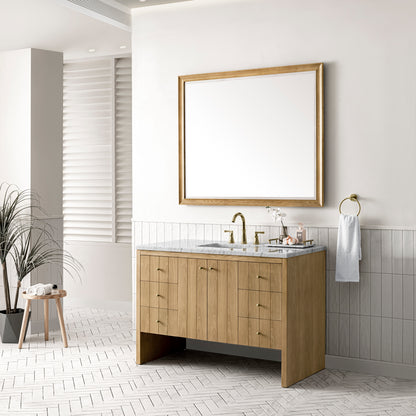 Hudson 48" Single Vanity, Light Natural Oak w/ 3CM Arctic Fall Top James Martin Vanities