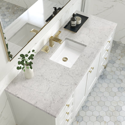 Chicago 60" Single Vanity, Glossy White w/ 3CM Eternal Jasmine Pearl Top James Martin Vanities