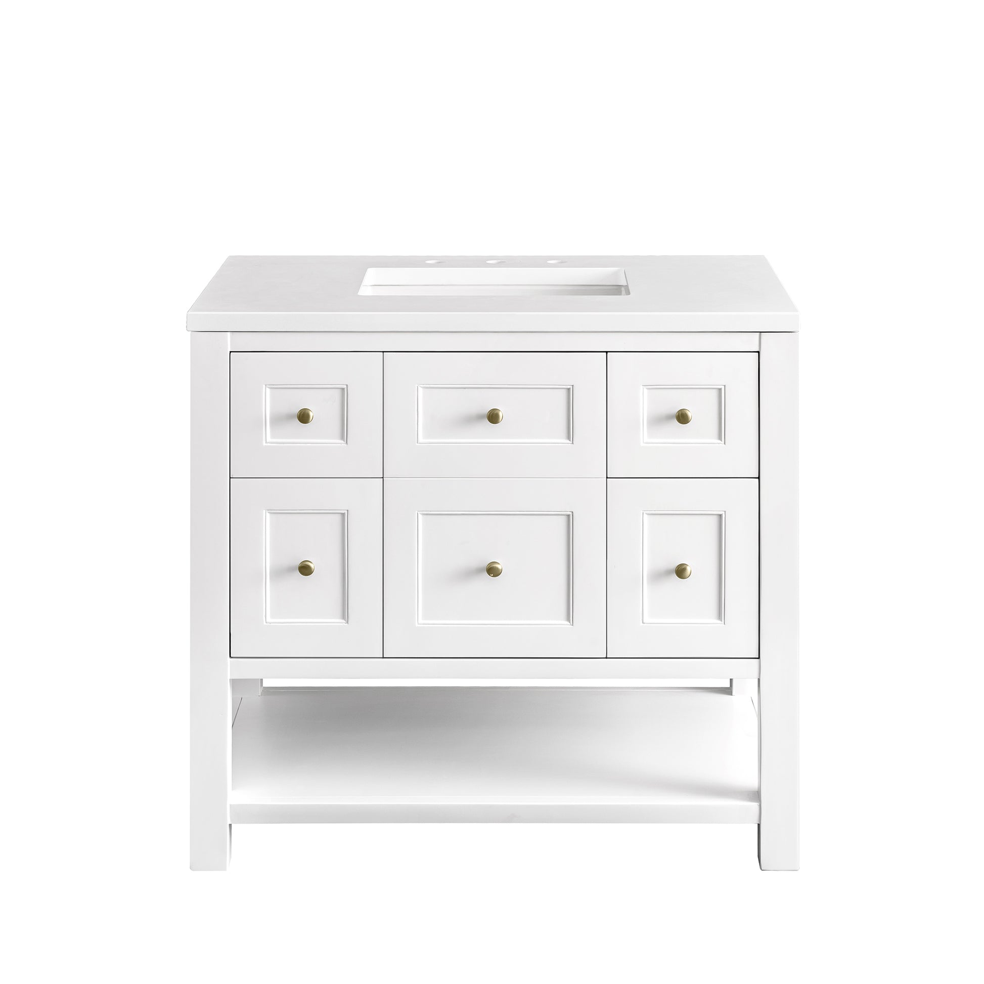 Breckenridge 36" Single Vanity, Bright White w/ 3CM White Zeus Top James Martin Vanities