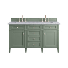 Load image into Gallery viewer, Brittany 60&quot; Double Vanity, Smokey Celadon w/ 3CM Carrara Marble Top James Martin Vanities