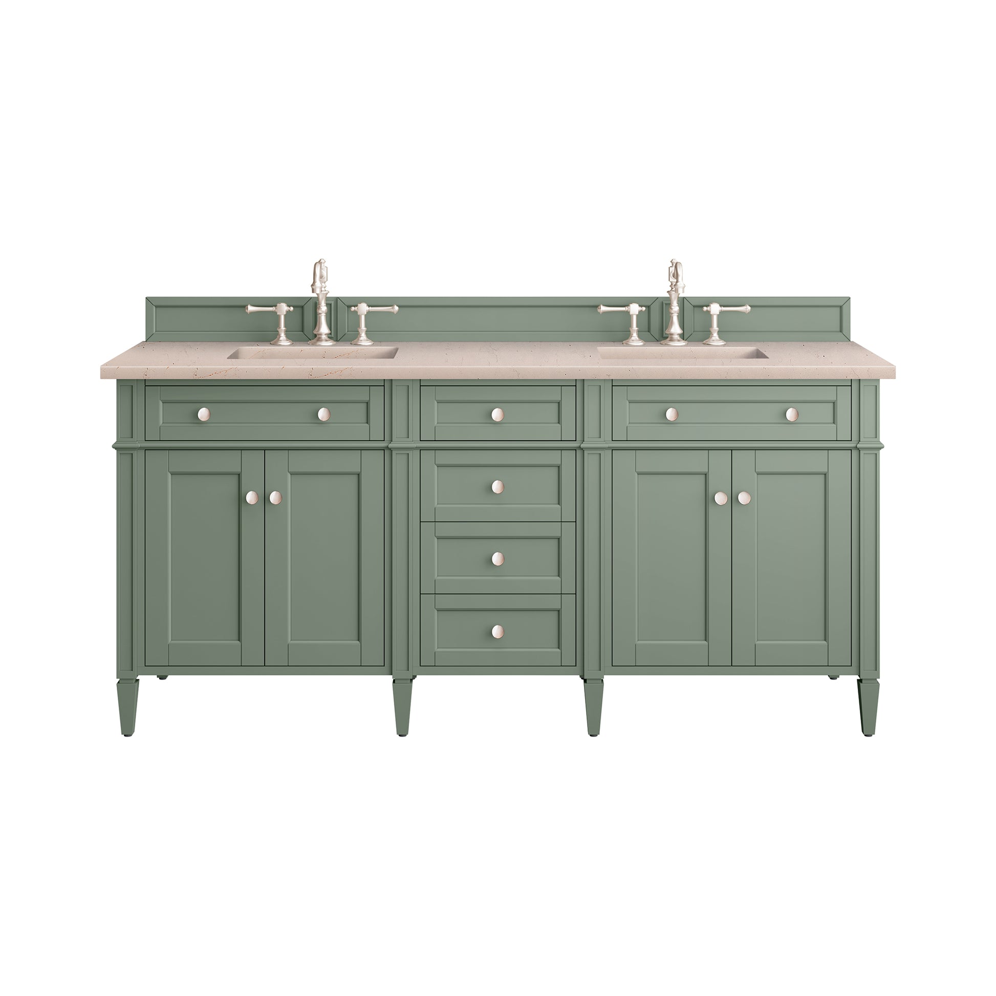 Brittany 72" Double Vanity, Smokey Celadon w/ 3CM Eternal Marfil Top James Martin Vanities